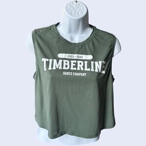 CRZ YOGA Pima Cotton Cropped Muscle Tank Green Graphic S